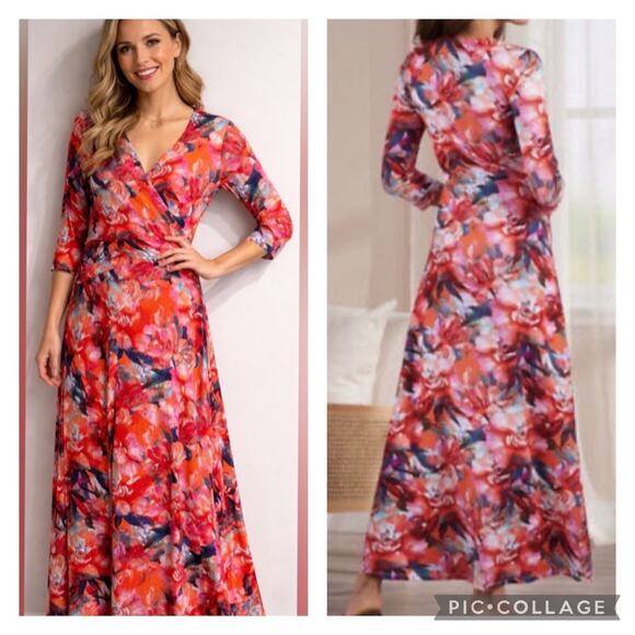 Soft Surroundings Dresses & Skirts - Soft Surroundings Le Jardin Floral Maxi Wrap Dress Plus Size 1X